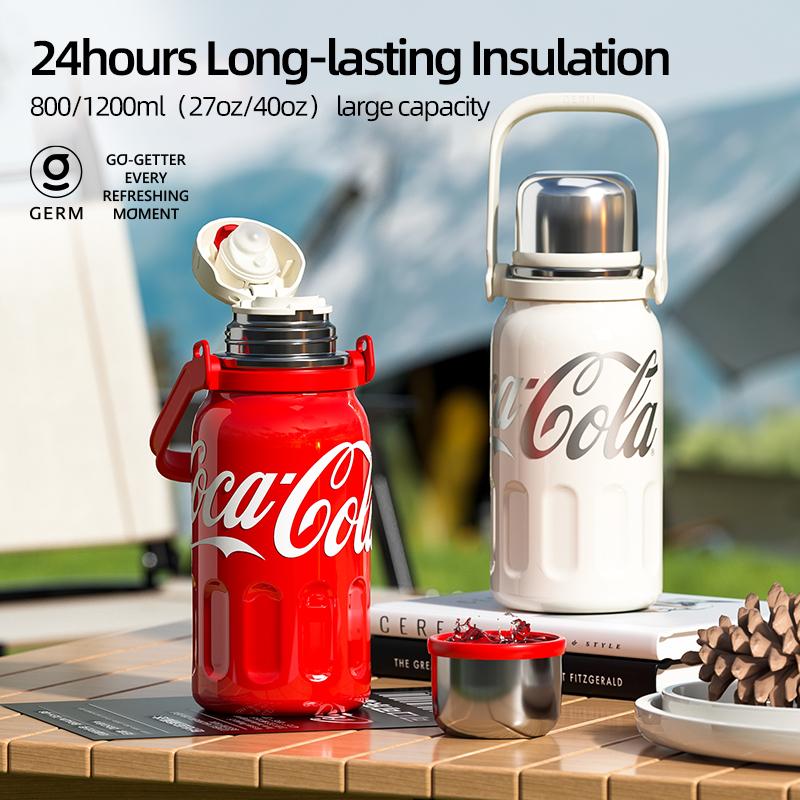 GERM x Coca-Cola Stainless Steel Vacuum Flask with handle and strap