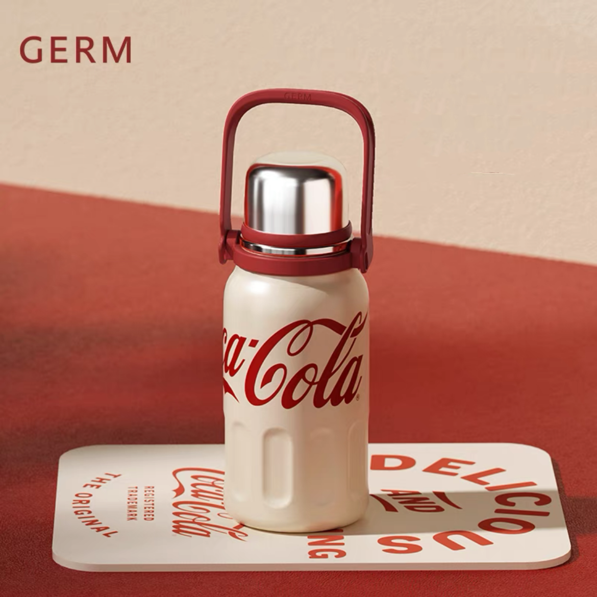 GERM x Coca-Cola Stainless Steel Vacuum Flask with handle and strap