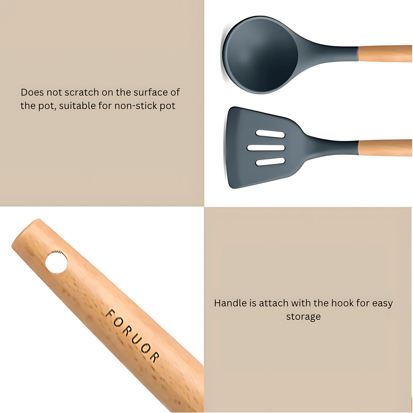 FORUOR FU CHER Silicone Kitchenware Set Of 2