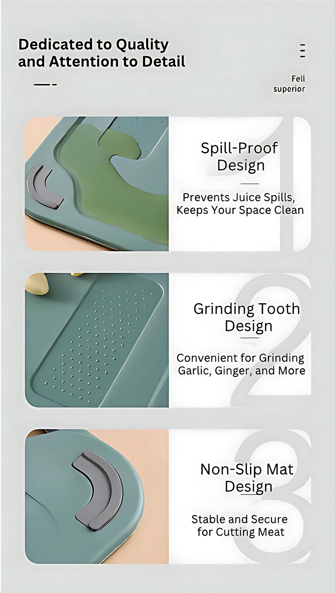FORUOR Elegant Lightweight Dual-Sided Cutting Board