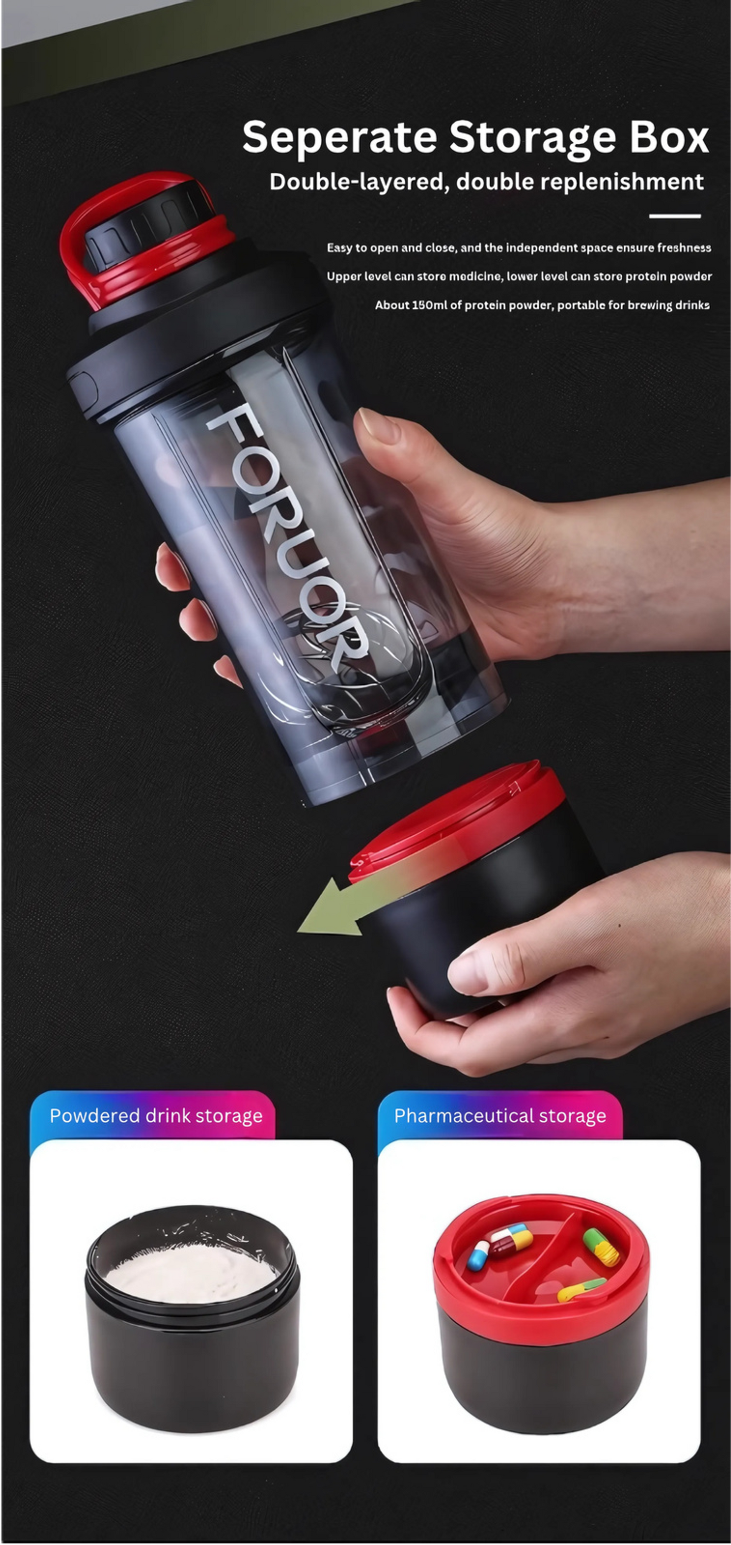 FORUOR Cool Trendy Sports Shaker Bottle