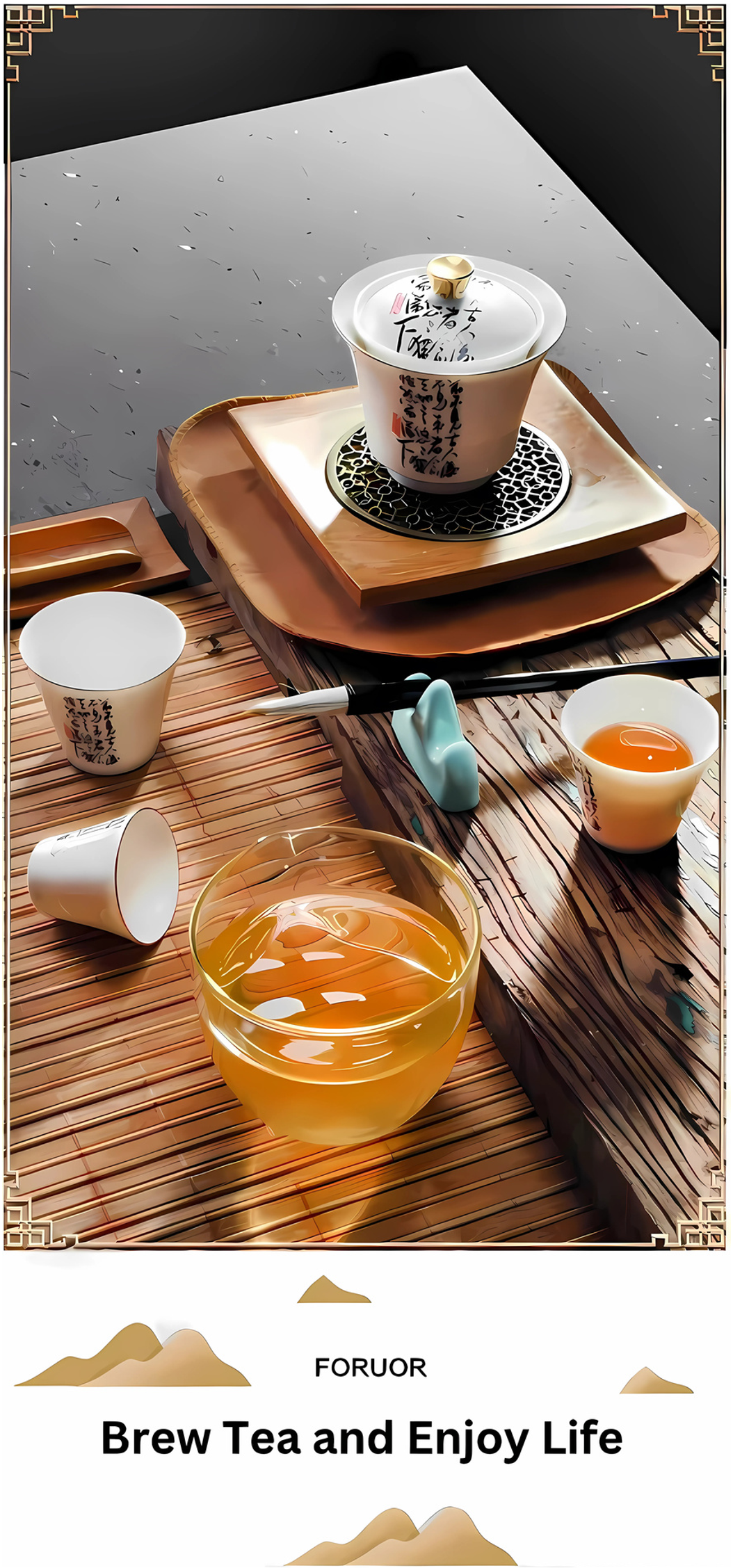 FORUOR Elegant Travel Tea Set (Calligraphy)